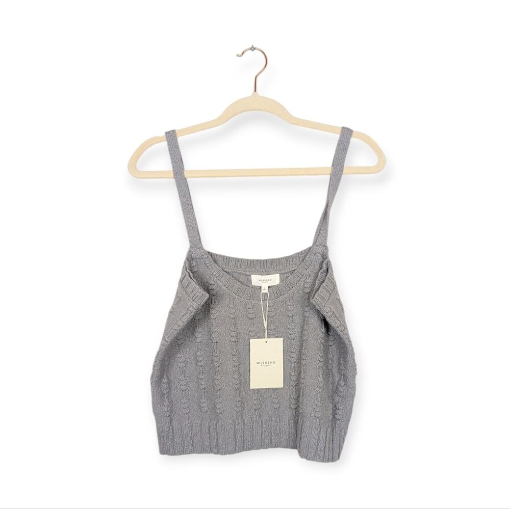 NWT Weekend Los Angeles Dusty Blue Sweater Knit Tank Top Size L